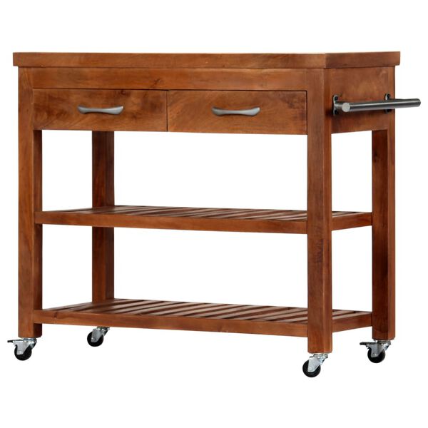 vidaXL Kitchen Trolley 39.4"x18.9"x35" Solid Wood Acacia