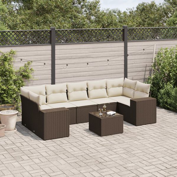 vidaXL Garden Sofa Set Brown, Cream White