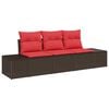 vidaXL Sofa Set with Cushion 3 pcs Brown Poly Rattan