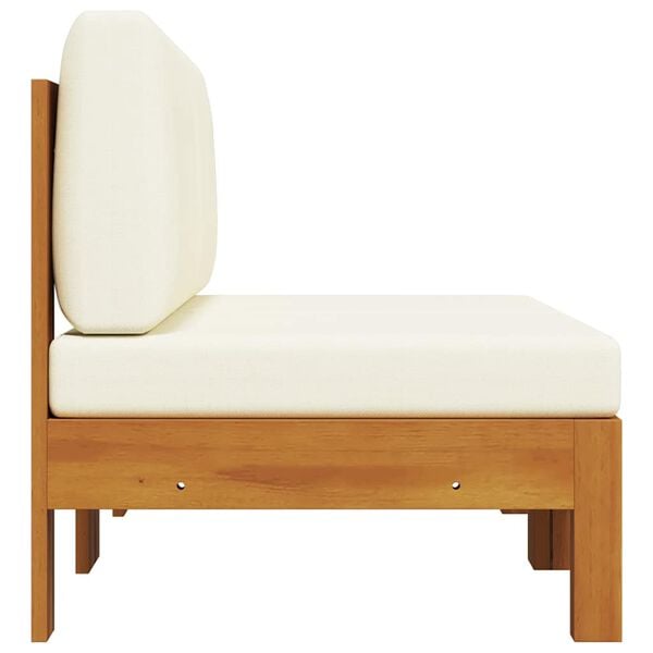 vidaXL Wooden Sofa Cream White, Wood Brown Solid Acacia Wood, Polyester