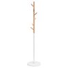 vidaXL Coat Stand White Powder-coated iron, solid beech wood, marble
