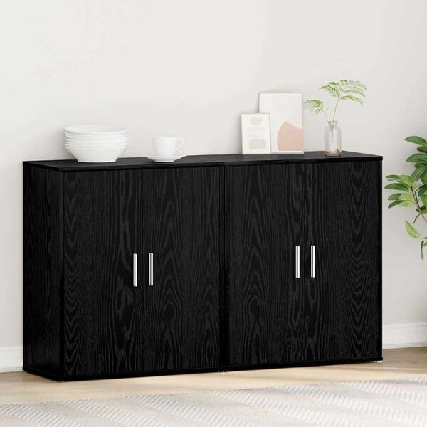 vidaXL Sideboard 2 pcs Black Oak 23.62 x 12.20 x 27.56 in