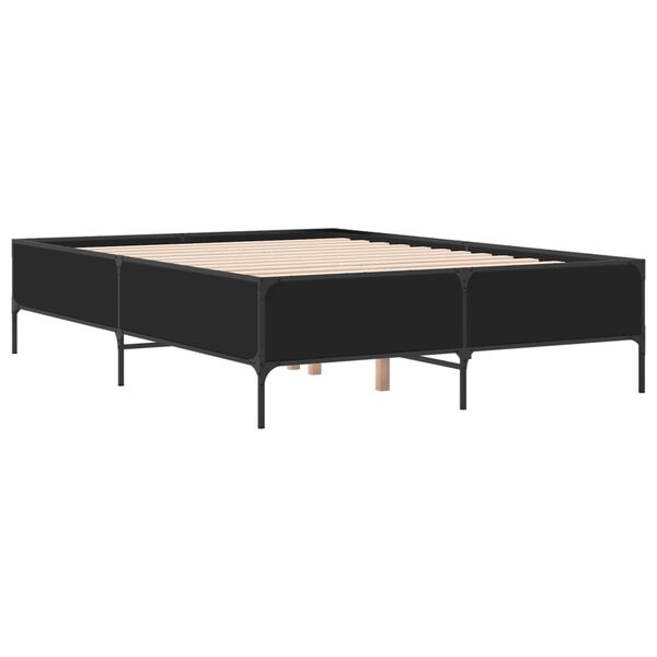 vidaXL Bed Frame Black Engineered wood King Size Modern Bed Frame