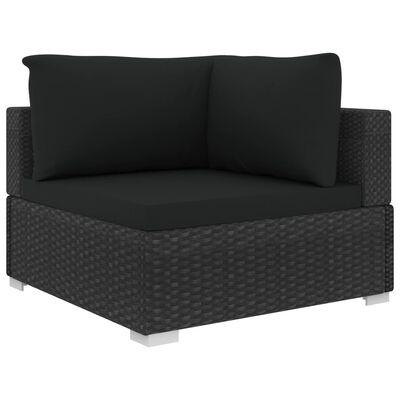 vidaXL 8 Piece Patio Lounge Set with Cushions Poly Rattan Black