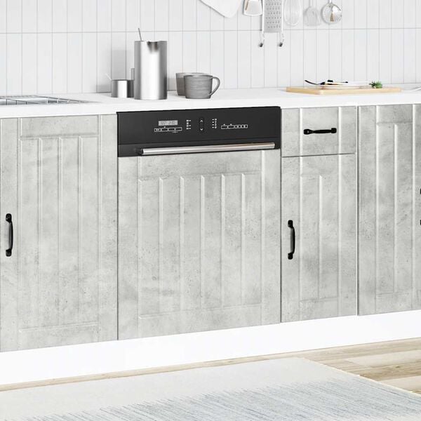 vidaXL Dishwasher Panel Concrete Grey Engineered wood Standard