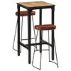 vidaXL Bar Set Natural wood Solid mango wood, Powder-coated iron Footrest
