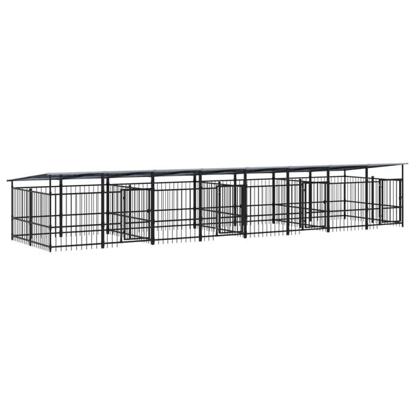 vidaXL Dog Kennel Black Powder-coated steel Large Durable Dog Kennel