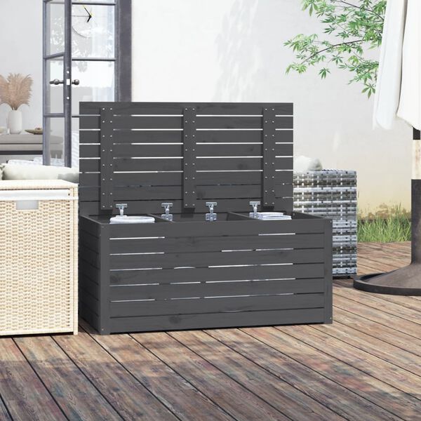 vidaXL Garden Box Grey Solid pine wood 39.8x19.9x18.3 in Storage