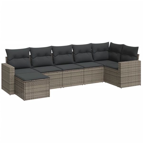 vidaXL Garden Sofa Set Grey PE rattan Large Modular Garden Sofa Set