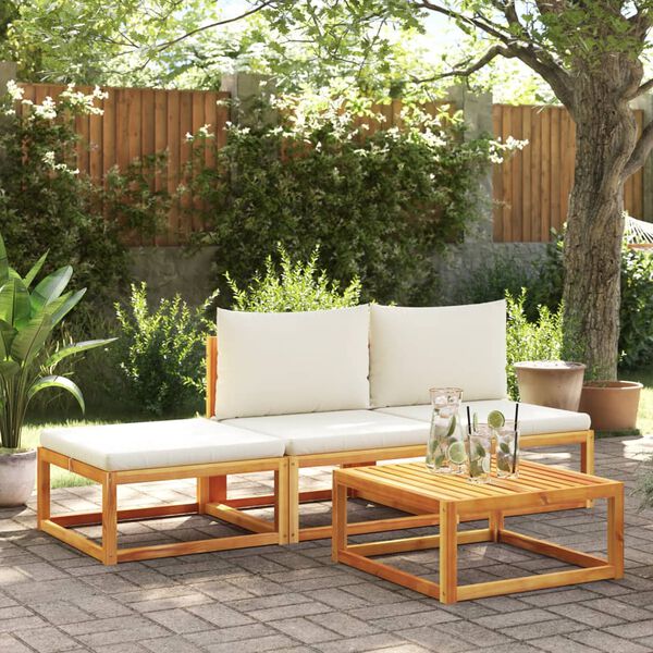 vidaXL Garden Sofa Set Beige Solid acacia wood Large Garden Sofa Set