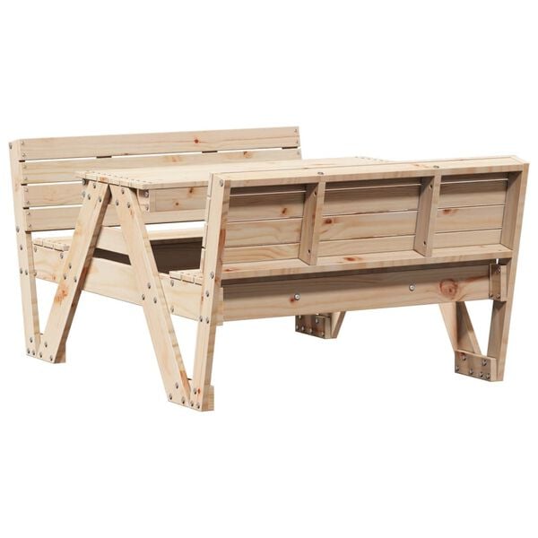 vidaXL Picnic Table Natural Wood Solid Pine Wood Medium Seats Many