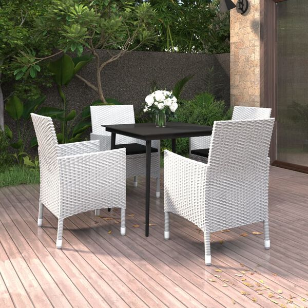 vidaXL Garden Dining Set White PE Rattan Medium Seats Plenty