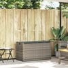vidaXL Outdoor Storage Bench Grey Poly Rattan, Powder-Coated Steel 39.4 in