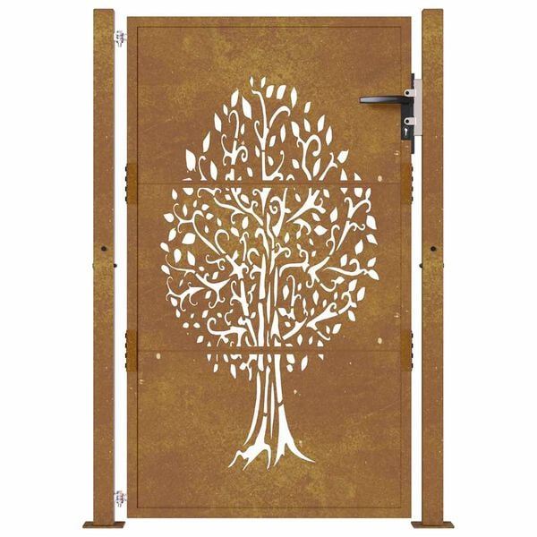 vidaXL Garden Gate 39.4x59.1" Corten Steel Tree Design