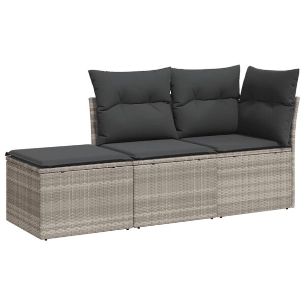 vidaXL Garden Sofa Set Light Grey PE Rattan, Powder-Coated Steel Small