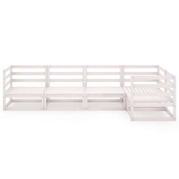 vidaXL 5 Piece Patio Lounge Set White Solid Pinewood