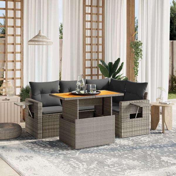 vidaXL Garden Sofa Set Grey