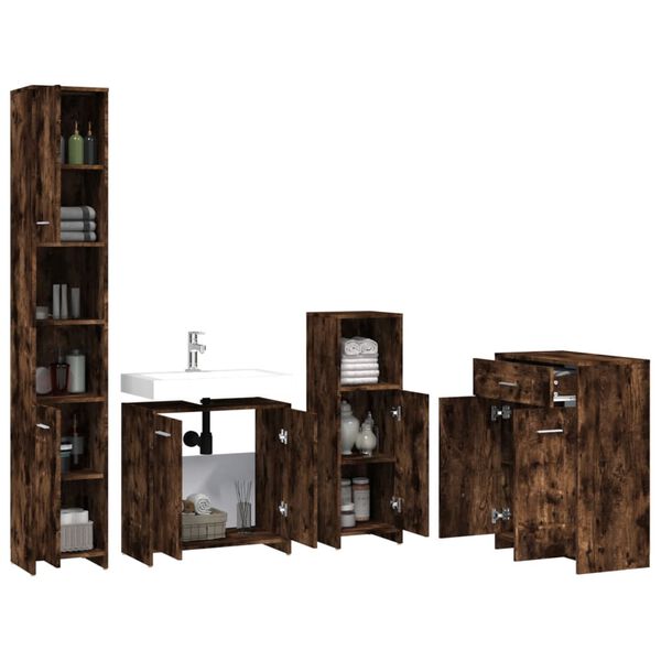 vidaXL Bathroom Furniture Set Smoked oak Engineered wood Standard