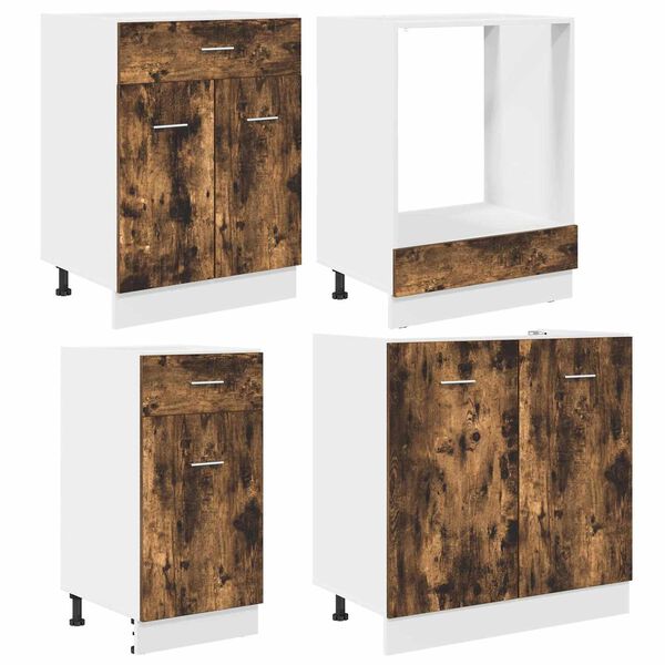 vidaXL Kitchen Cabinet Set Lyon 8 pcs Smoked oak 240 x 46 x 81.5 cm