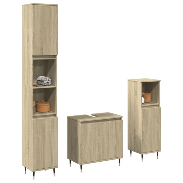vidaXL Bathroom Furniture Set Sonoma oak Engineered wood, Iron