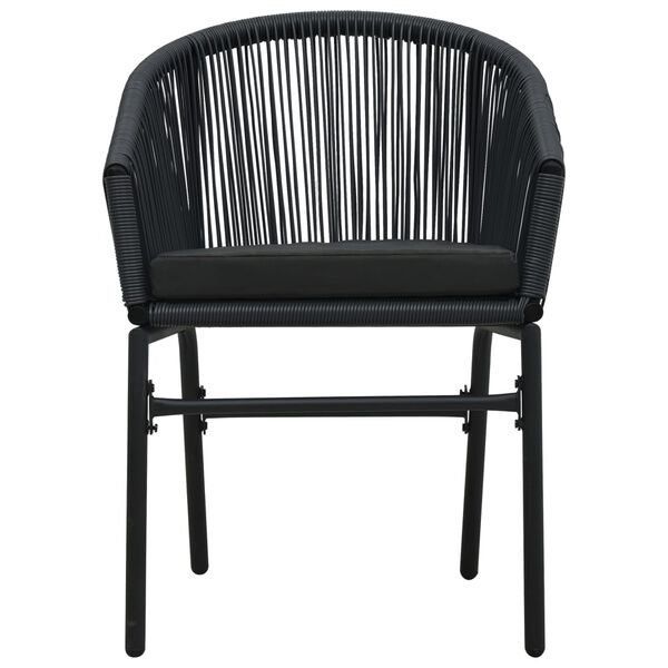 vidaXL Outdoor Chair Set of 2 Black PE Rattan, Powder-Coated Steel