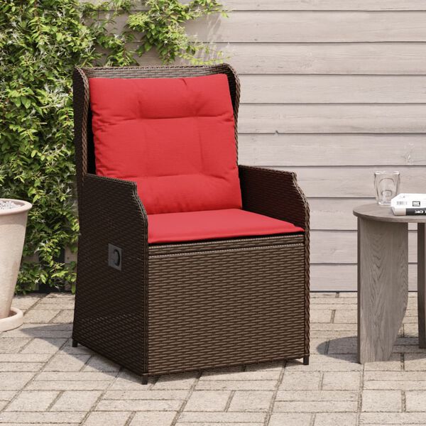vidaXL Reclining Patio Chair Set of 2 Brown, Red