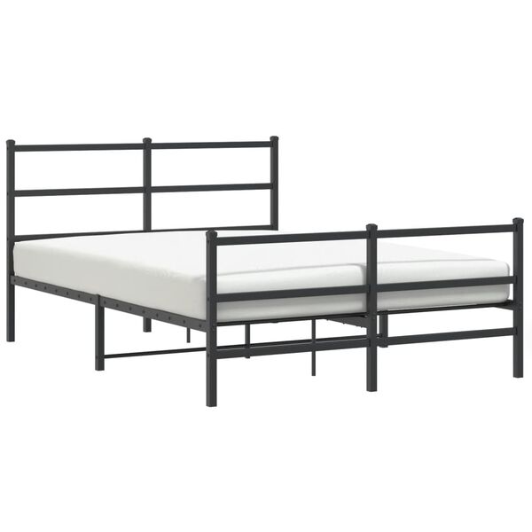 vidaXL Metal Bed Frame without Mattress with Footboard&nbsp;Black 55.1"x78.7"