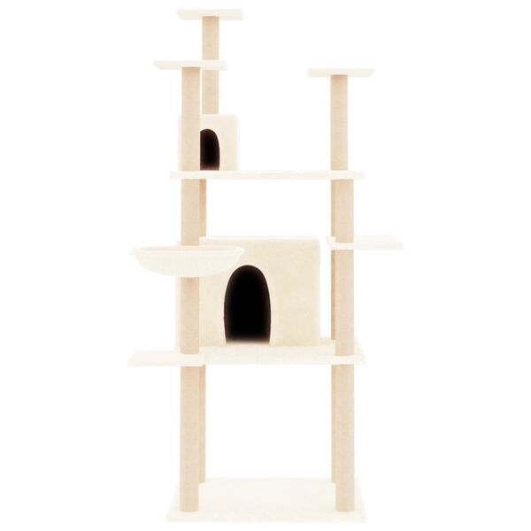 vidaXL Cat Tree Cream Engineered Wood, Plush, Sisal