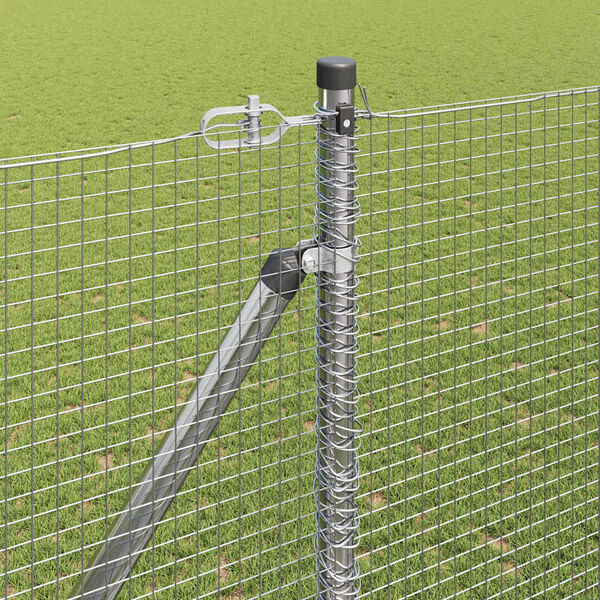 vidaXL Fence Post Silver 32.81 x 5.25 ft (0.63 x 0.63 in mesh) Steel
