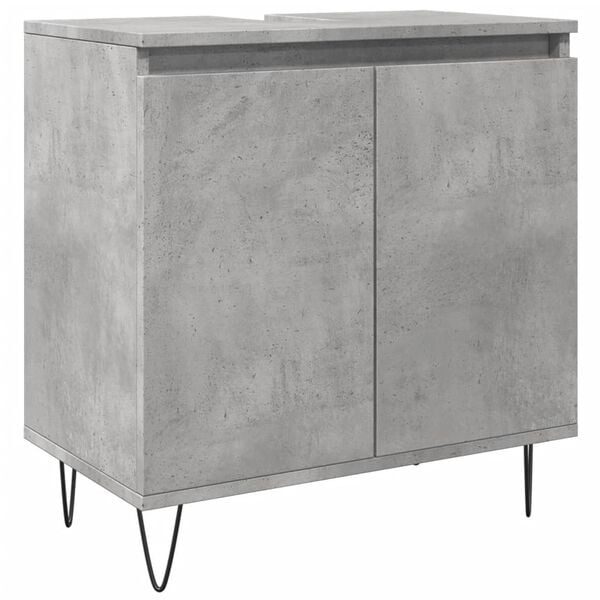 vidaXL Bathroom Cabinet Concrete Gray Engineered Wood, Iron Medium