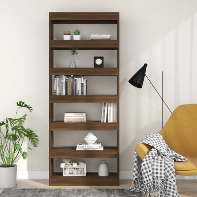 vidaXL Book Cabinet/Room Divider Brown Oak 31.5"x11.8"x78" Engineered Wood