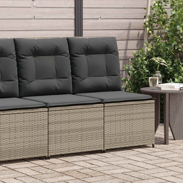 vidaXL Garden Sofa with Cushion Gray Poly rattan