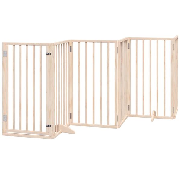 vidaXL Dog Gate with Door Foldable 6 Panels 118.1 " Poplar Wood
