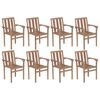 vidaXL Stackable Chair Set of 8 Anthracite Teak wood Standard