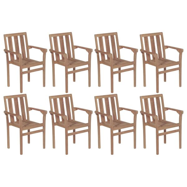 vidaXL Stackable Chair Set of 8 Anthracite Teak wood Standard