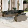 vidaXL Garden Sofa Set Grey PE rattan Large Adjustable Feet
