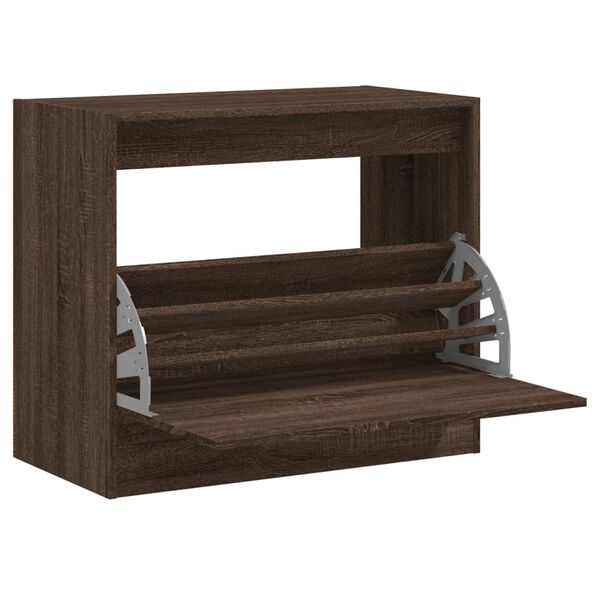 vidaXL Shoe Cabinet Brown Oak Engineered Wood Compact Shoe Cabinet