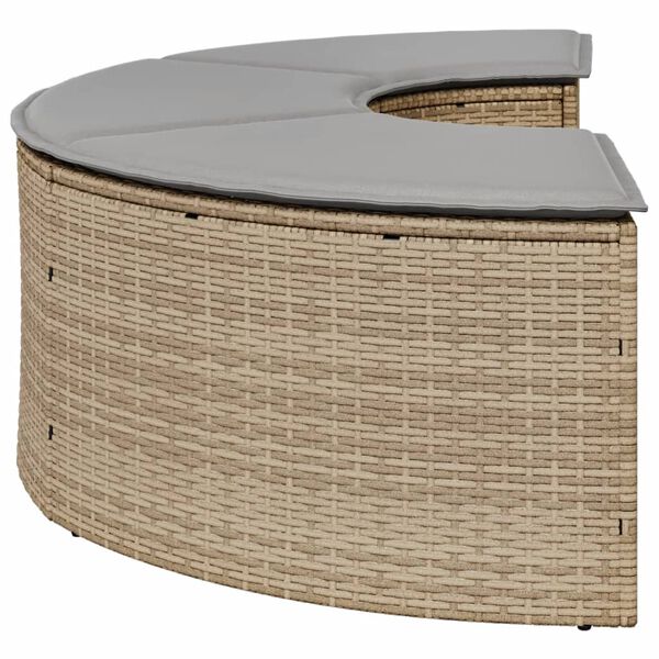 vidaXL Patio Footstool Beige PE rattan Standard Removable Covers