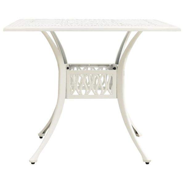 vidaXL Garden Table White Cast Aluminum Standard Decorative Inlays