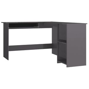 vidaXL Corner Desk High gloss grey Engineered wood Sliding Components