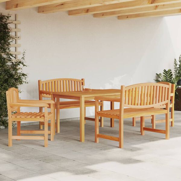 vidaXL Garden Dining Set Solid teak wood Medium Stackable