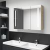 vidaXL Bathroom Cabinet White and Oak MDF with melamine finish, glass mirror