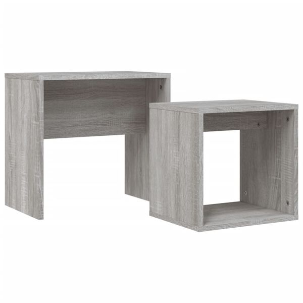 vidaXL Nesting Coffee Table Grey Sonoma Engineered Wood Small Stackable