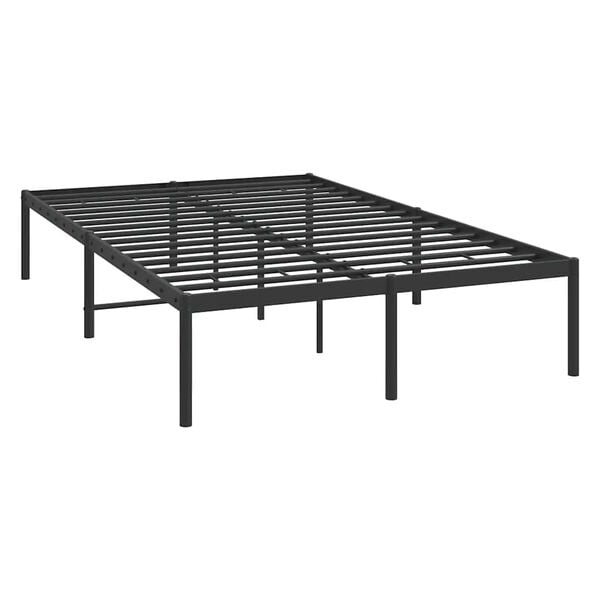 vidaXL Bed Frame Black Powder-Coated Steel Full Bed Frame Rectangular
