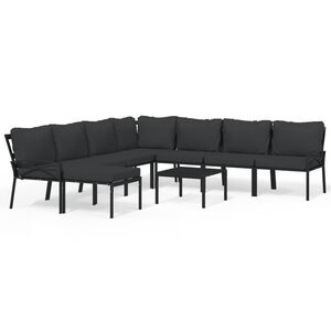 vidaXL Garden Lounge Set Black and Grey