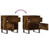 vidaXL Bedside Cabinet Set of 2 Smoked oak Engineered wood, metal Medium