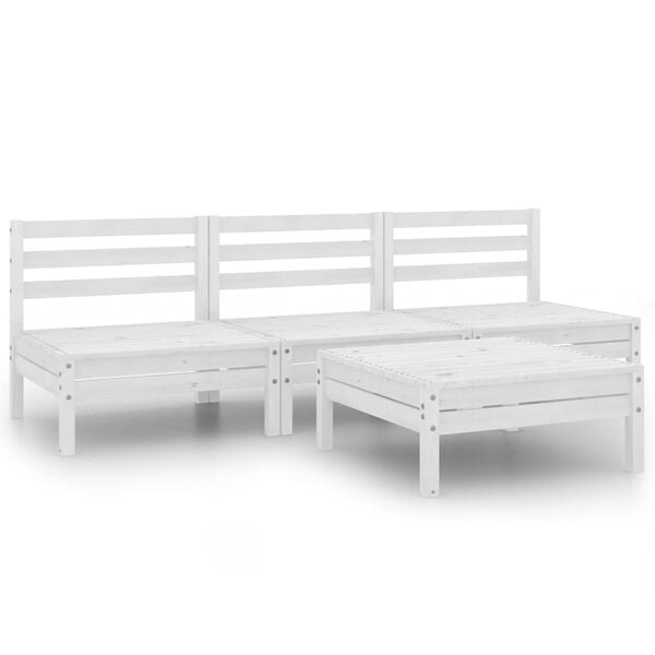 vidaXL Garden Lounge Set White Solid pinewood Modular Garden Lounge Set