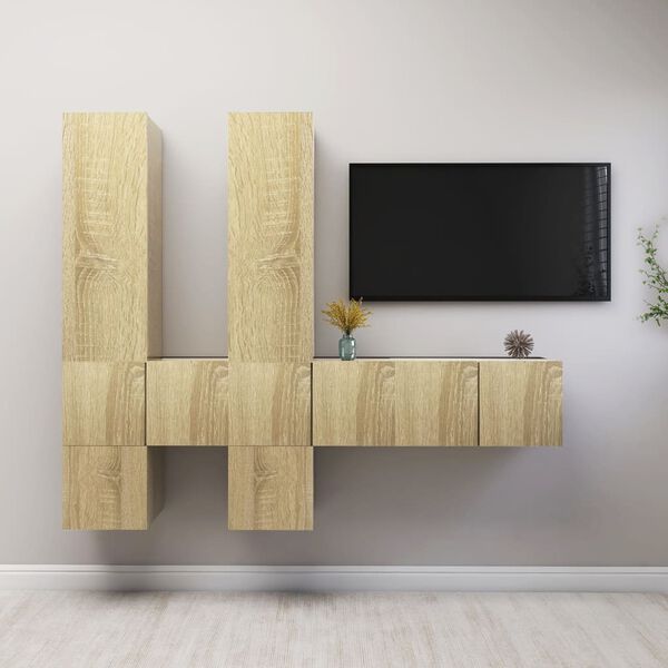 vidaXL TV Cabinet Set Set of 7 Sonoma Oak Engineered Wood Medium