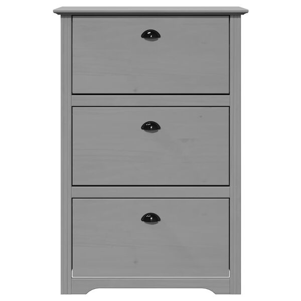 vidaXL Shoe Rack Grey Solid pinewood, engineered wood, metal