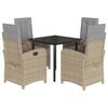 vidaXL 5 Piece Patio Dining Set with Cushions Mix Beige Poly Rattan